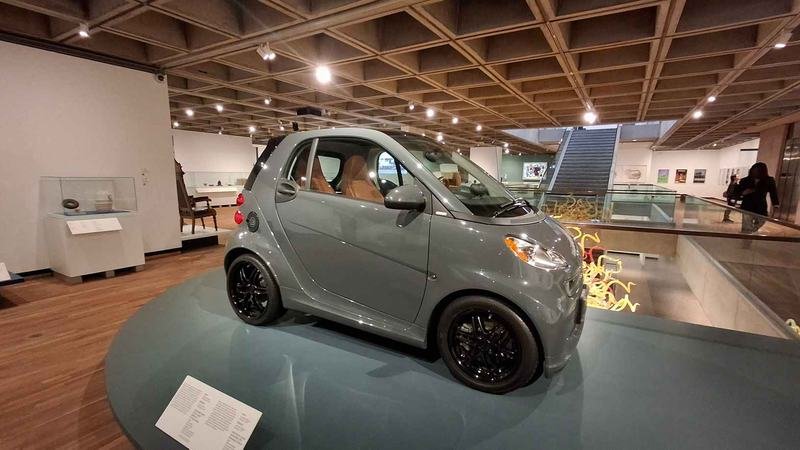 A Smart car on display in the museum's design gallery
