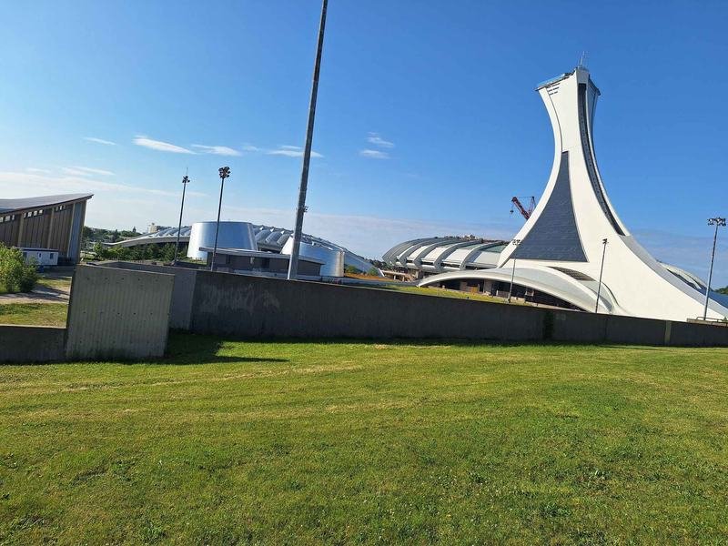 The leaning tower of the Olympic Stadium and the Planetarium